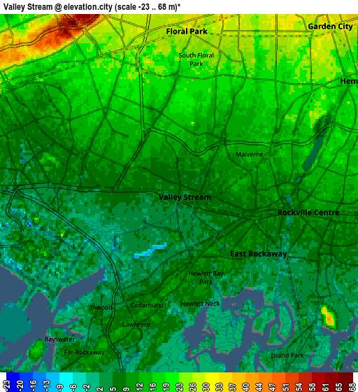 Zoom OUT 2x Valley Stream, United States elevation map