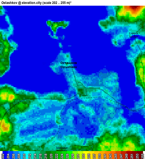 Zoom OUT 2x Ostashkov, Russia elevation map