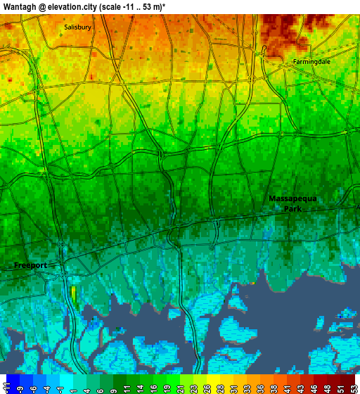 Zoom OUT 2x Wantagh, United States elevation map