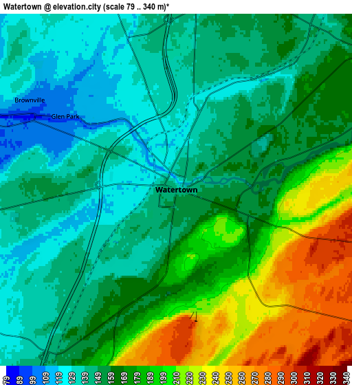 Zoom OUT 2x Watertown, United States elevation map