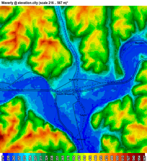 Zoom OUT 2x Waverly, United States elevation map