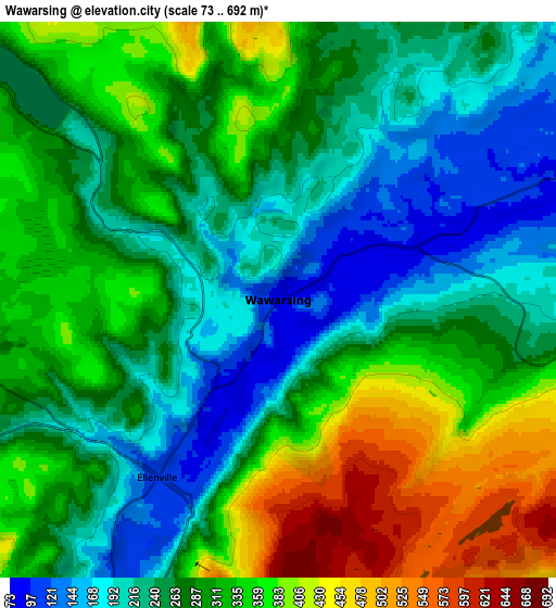 Zoom OUT 2x Wawarsing, United States elevation map