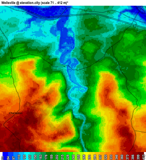 Zoom OUT 2x Wellsville, United States elevation map