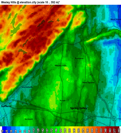 Zoom OUT 2x Wesley Hills, United States elevation map