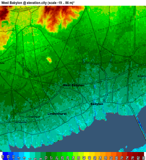 Zoom OUT 2x West Babylon, United States elevation map