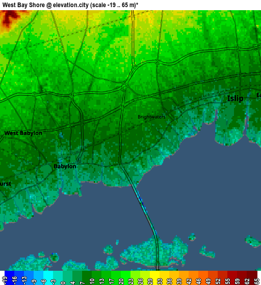 Zoom OUT 2x West Bay Shore, United States elevation map