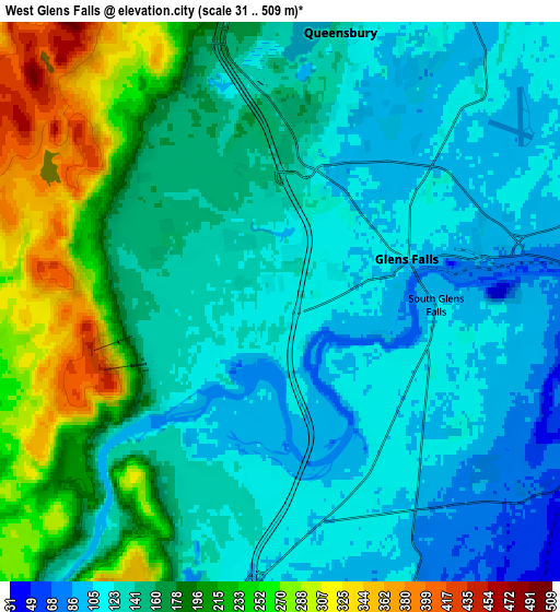 Zoom OUT 2x West Glens Falls, United States elevation map