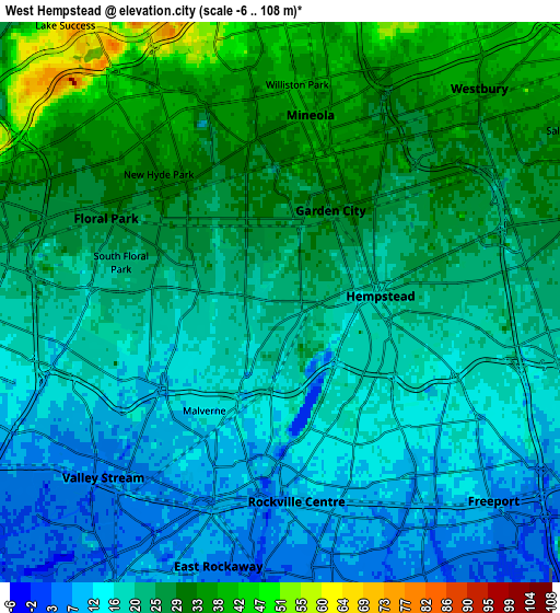 Zoom OUT 2x West Hempstead, United States elevation map