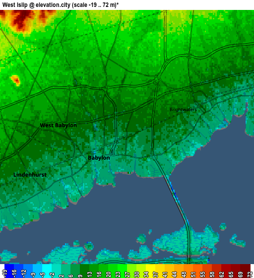 Zoom OUT 2x West Islip, United States elevation map