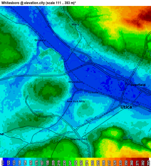 Zoom OUT 2x Whitesboro, United States elevation map