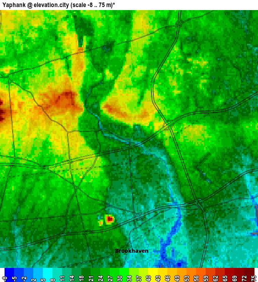 Zoom OUT 2x Yaphank, United States elevation map