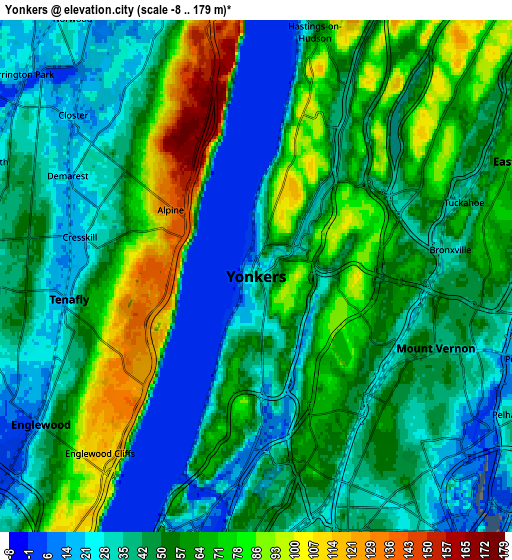 Zoom OUT 2x Yonkers, United States elevation map