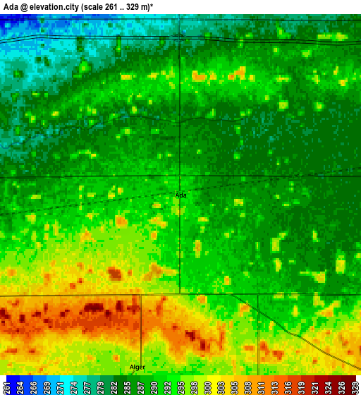 Zoom OUT 2x Ada, United States elevation map