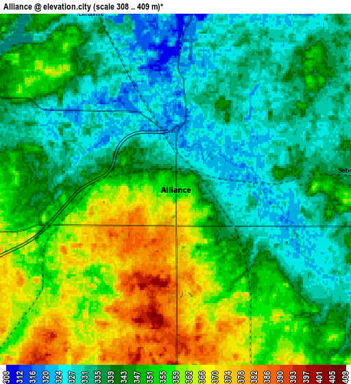 Zoom OUT 2x Alliance, United States elevation map