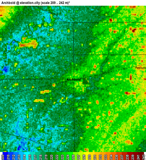 Zoom OUT 2x Archbold, United States elevation map