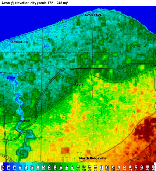 Zoom OUT 2x Avon, United States elevation map