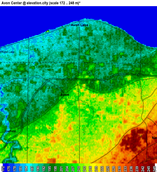 Zoom OUT 2x Avon Center, United States elevation map