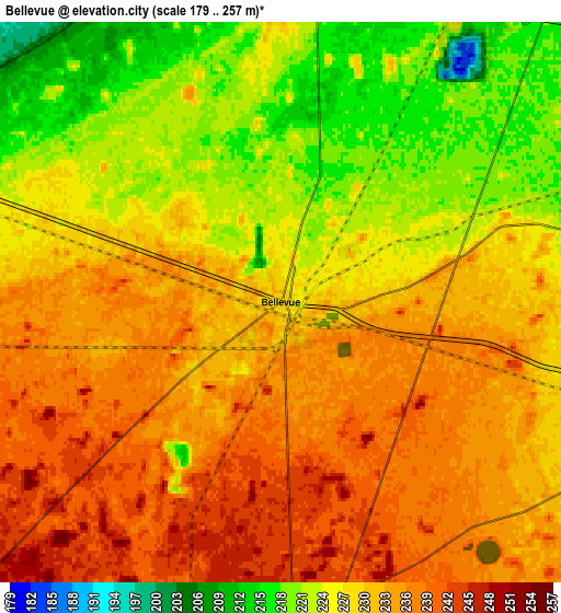 Zoom OUT 2x Bellevue, United States elevation map