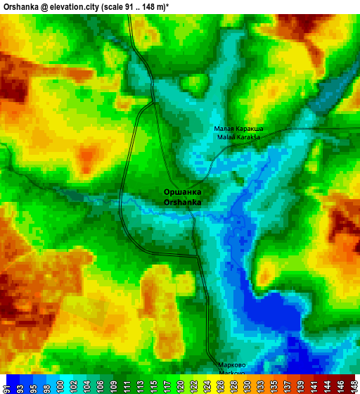 Zoom OUT 2x Orshanka, Russia elevation map