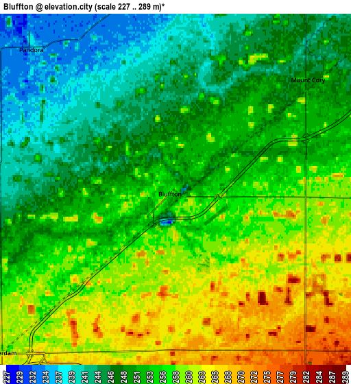 Zoom OUT 2x Bluffton, United States elevation map