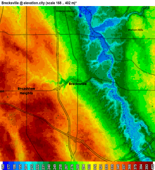 Zoom OUT 2x Brecksville, United States elevation map