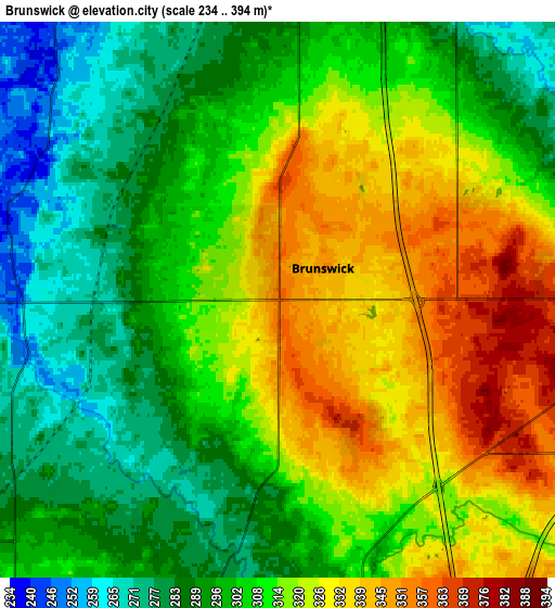 Zoom OUT 2x Brunswick, United States elevation map