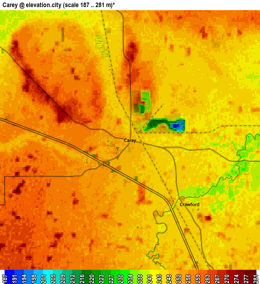 Zoom OUT 2x Carey, United States elevation map