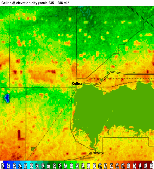 Zoom OUT 2x Celina, United States elevation map