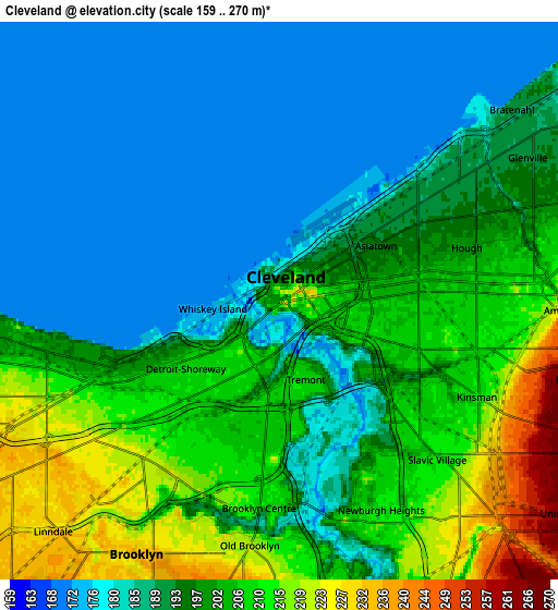 Zoom OUT 2x Cleveland, United States elevation map