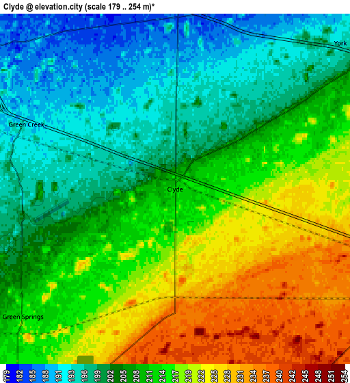 Zoom OUT 2x Clyde, United States elevation map