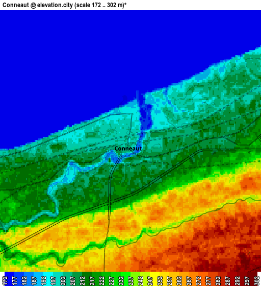 Zoom OUT 2x Conneaut, United States elevation map