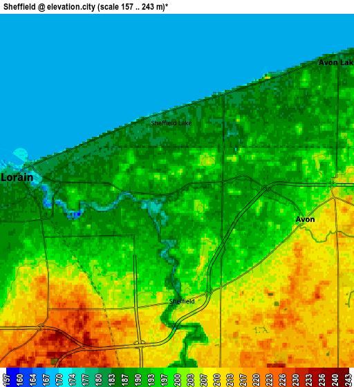 Zoom OUT 2x Sheffield, United States elevation map