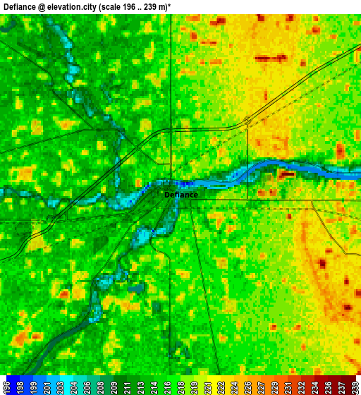 Zoom OUT 2x Defiance, United States elevation map