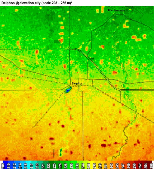 Zoom OUT 2x Delphos, United States elevation map