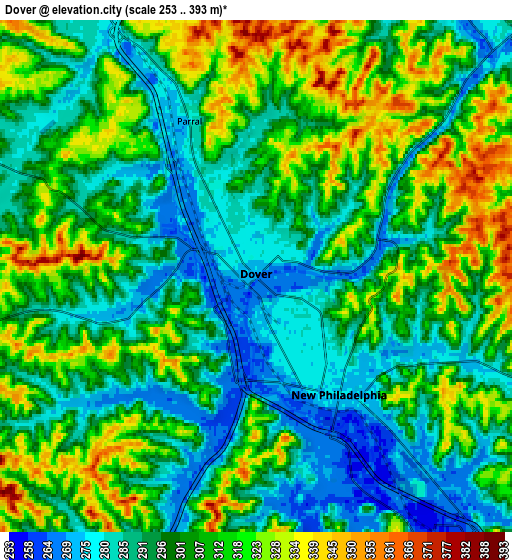 Zoom OUT 2x Dover, United States elevation map