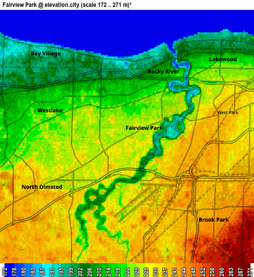 Zoom OUT 2x Fairview Park, United States elevation map