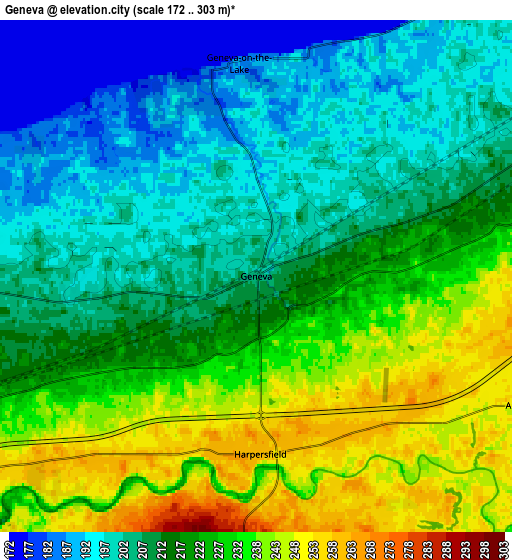 Zoom OUT 2x Geneva, United States elevation map