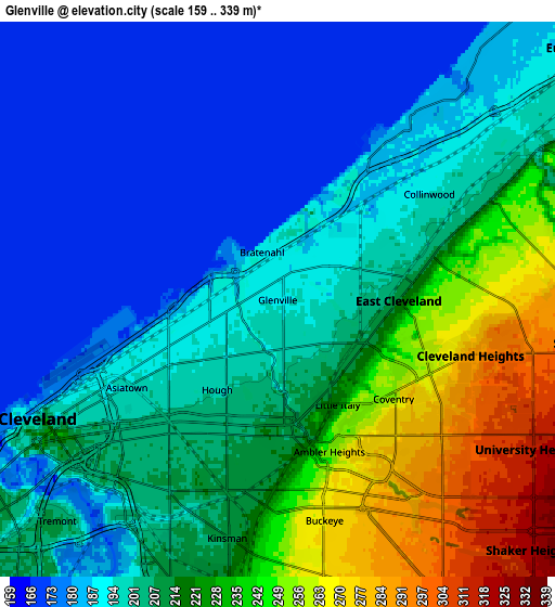Zoom OUT 2x Glenville, United States elevation map