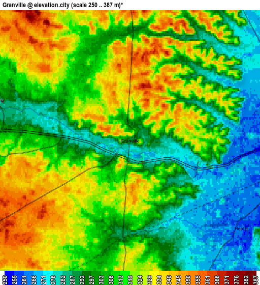Zoom OUT 2x Granville, United States elevation map