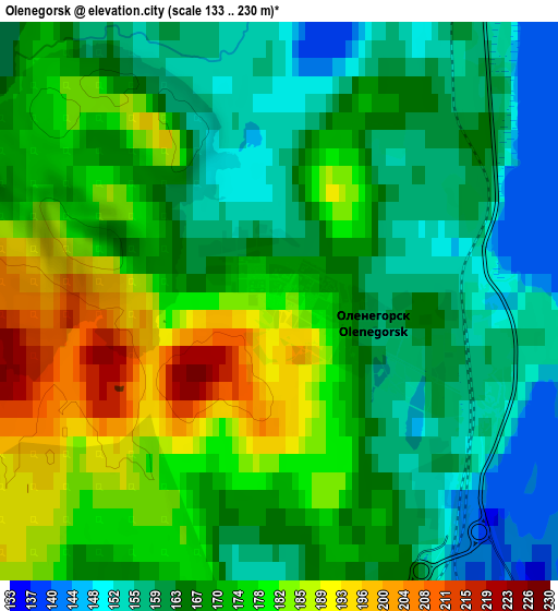 Zoom OUT 2x Olenegorsk, Russia elevation map