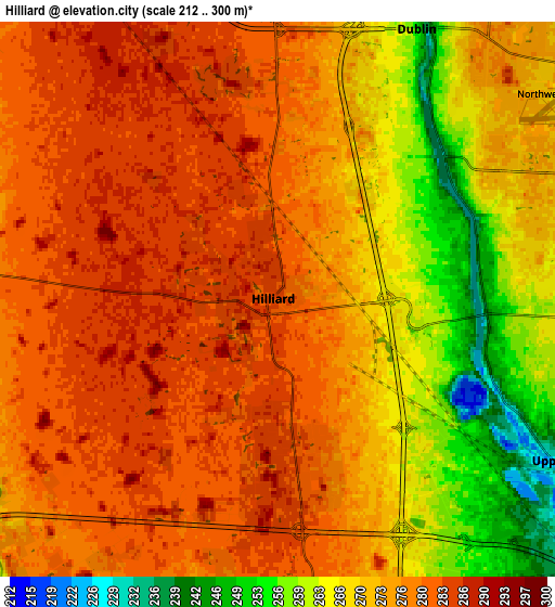 Zoom OUT 2x Hilliard, United States elevation map