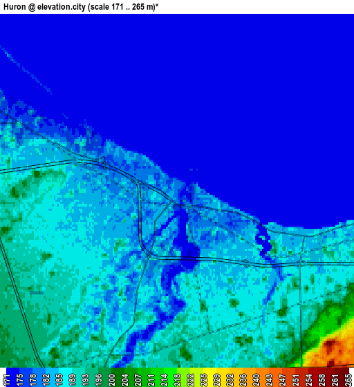 Zoom OUT 2x Huron, United States elevation map