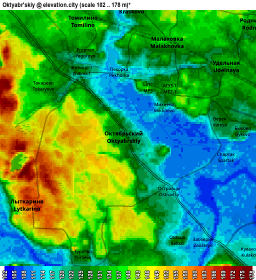 Zoom OUT 2x Oktyabr’skiy, Russia elevation map