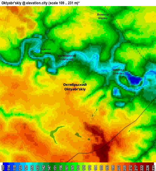 Zoom OUT 2x Oktyabr’skiy, Russia elevation map