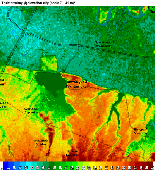 Zoom OUT 2x Takhtamukay, Russia elevation map