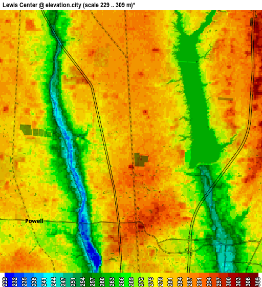 Zoom OUT 2x Lewis Center, United States elevation map