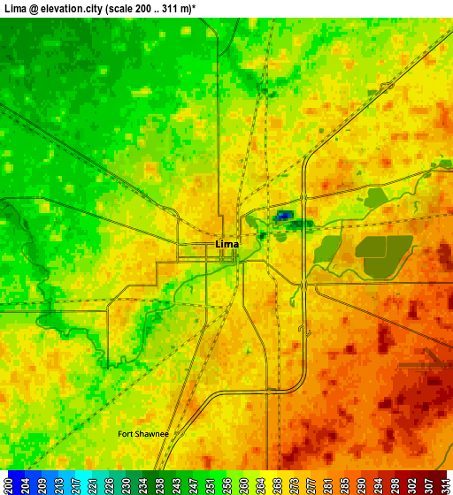 Zoom OUT 2x Lima, United States elevation map