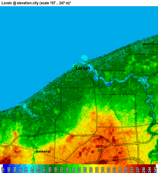 Zoom OUT 2x Lorain, United States elevation map