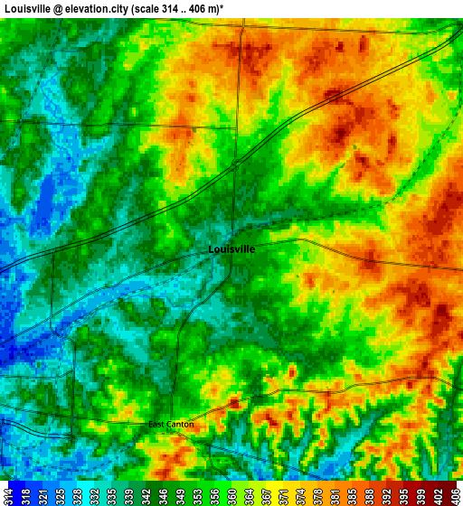 Zoom OUT 2x Louisville, United States elevation map