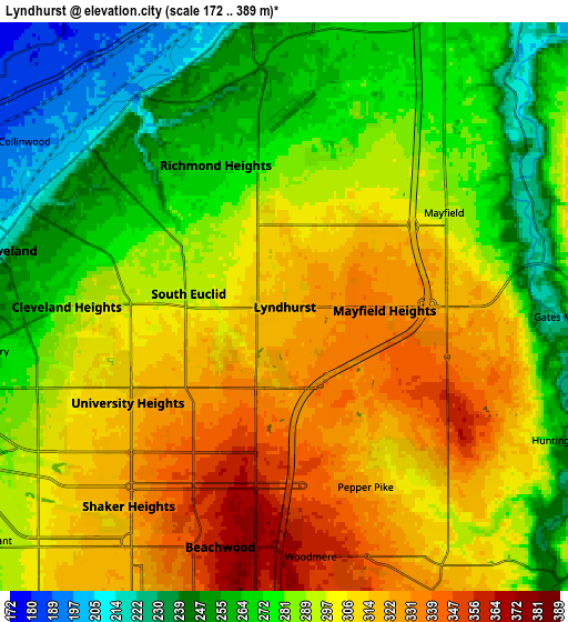 Zoom OUT 2x Lyndhurst, United States elevation map